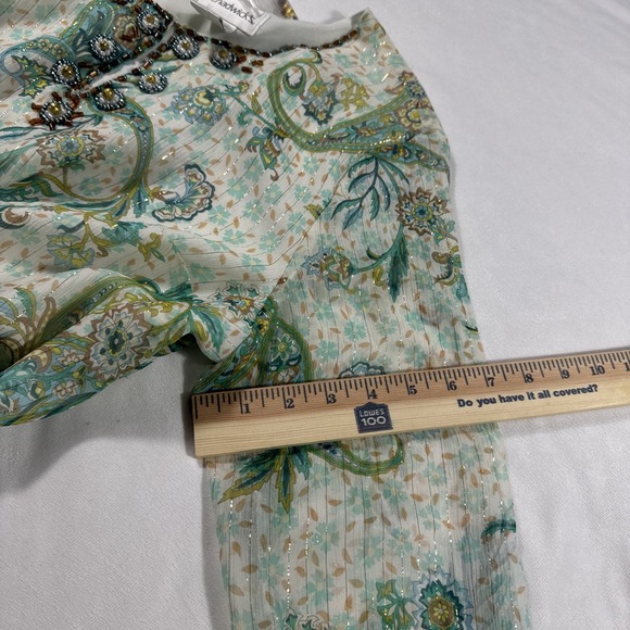 Chadwicks Top Womens 16 Silk Blend Paisley Floral Beaded Embellished Boho Fairy - Picture 9 of 10